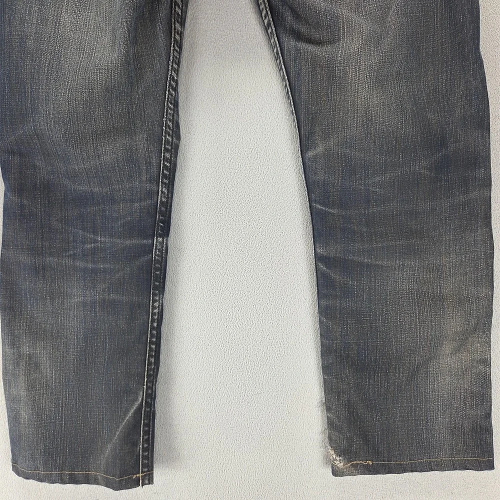 VTG Levis 504 Jeans Mens Blue Straight Engineered Honeycomb Whiskers Fits 31x26